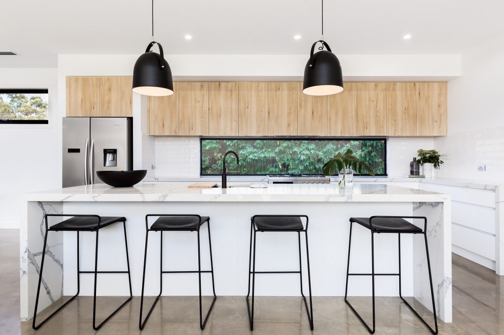 kitchen with bright lighting